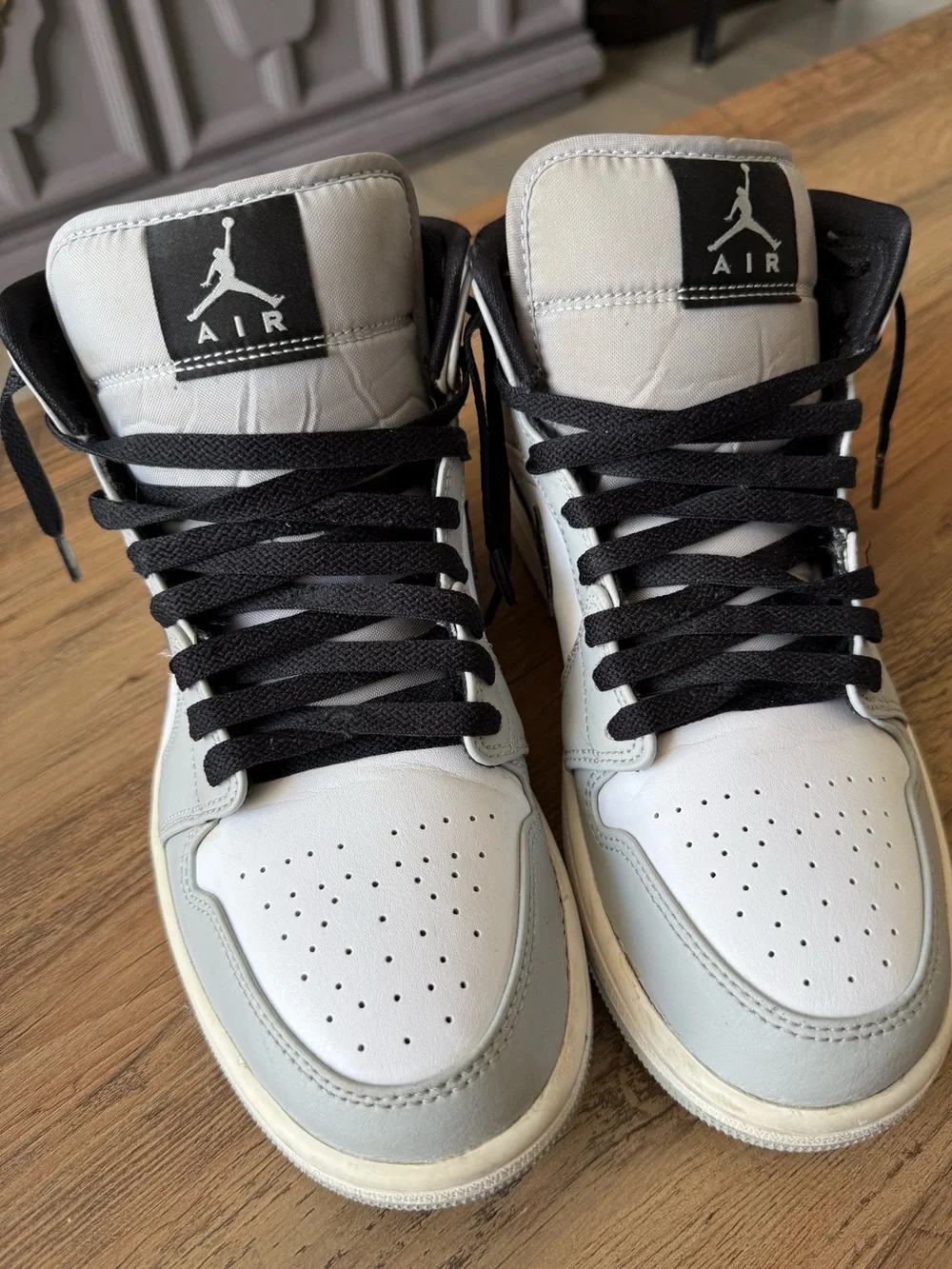 Jordan Men’s Mid-Top Sneakers - White, Light Gray & Black